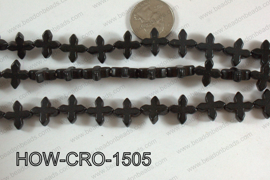 Howlite cross 15mm black HOW-CRO-1505