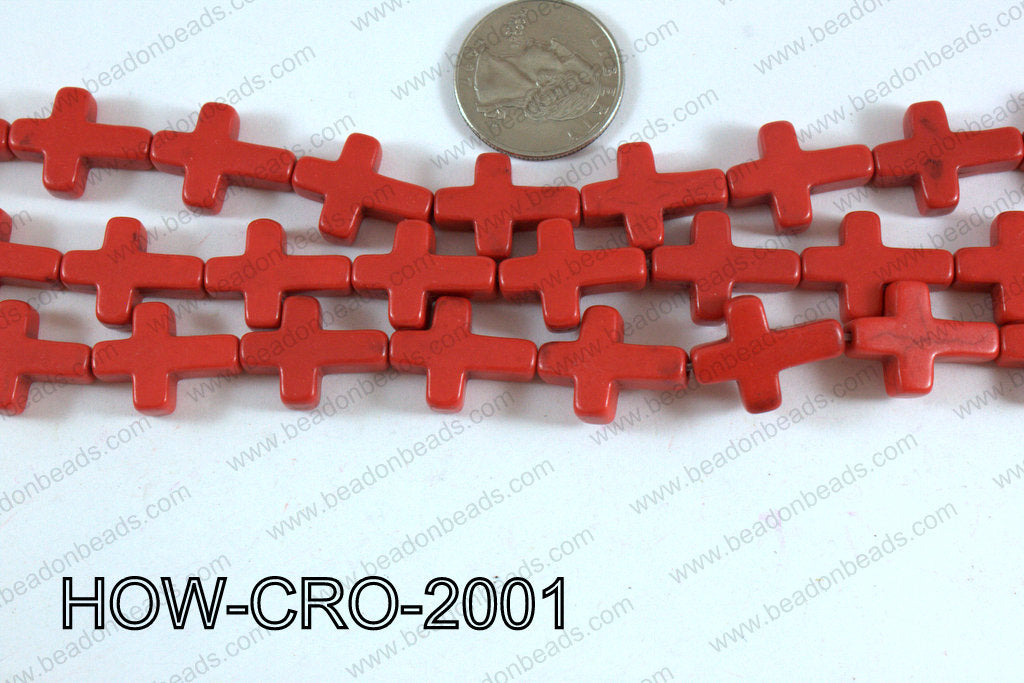 Howlite cross 15x20mm red HOW-CRO-2001