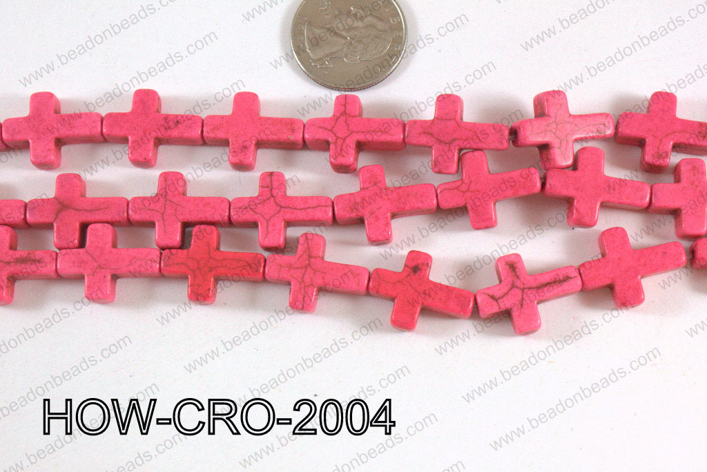 Howlite cross 15x20mm light pink HOW-CRO-2004