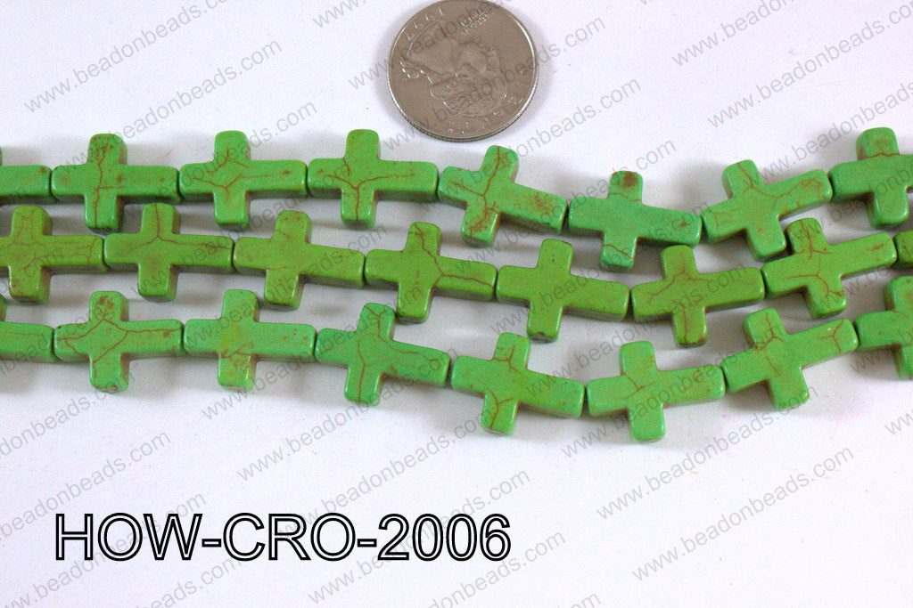 Howlite cross 15x20mm green HOW-CRO-2006
