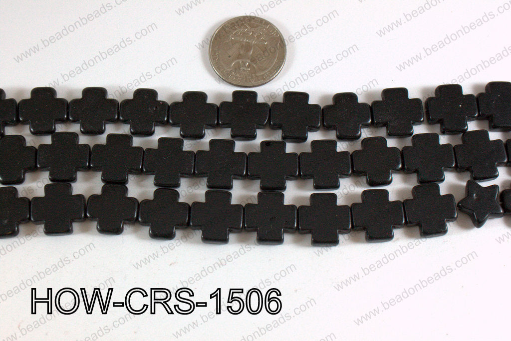 Howlite Cross Black 15X15mm HOW-CRS-1506