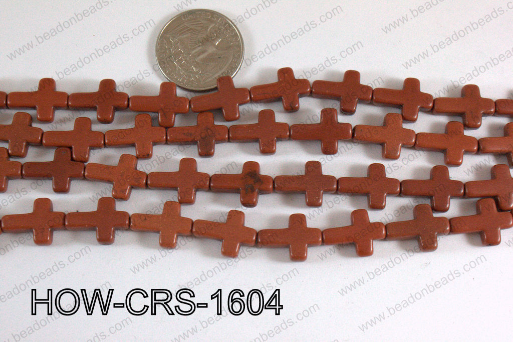 Howlite Cross Brown 12x16mm HOW-CRS-1604