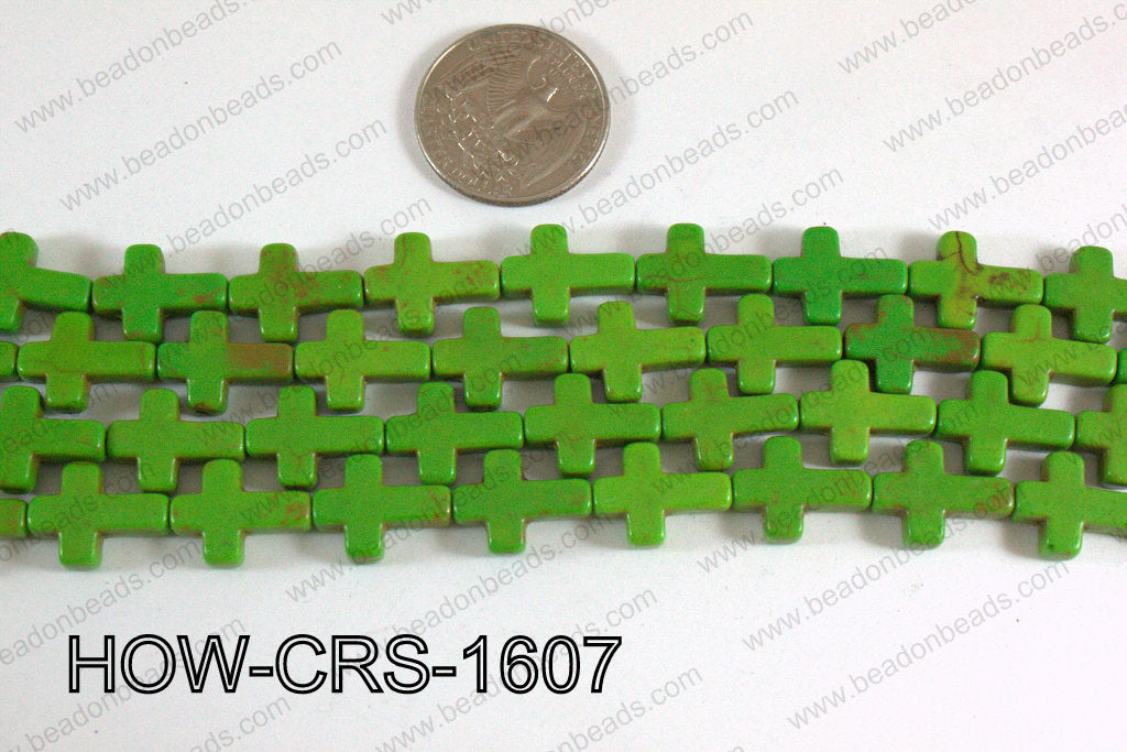 Howlite Cross Green 12x16mm HOW-CRS-1607
