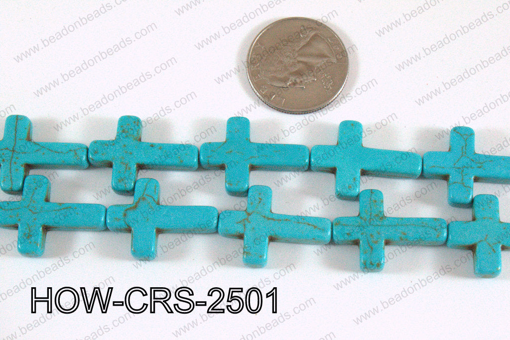 Howlite Cross Turquoise 25x18mm HOW-CRS-2501