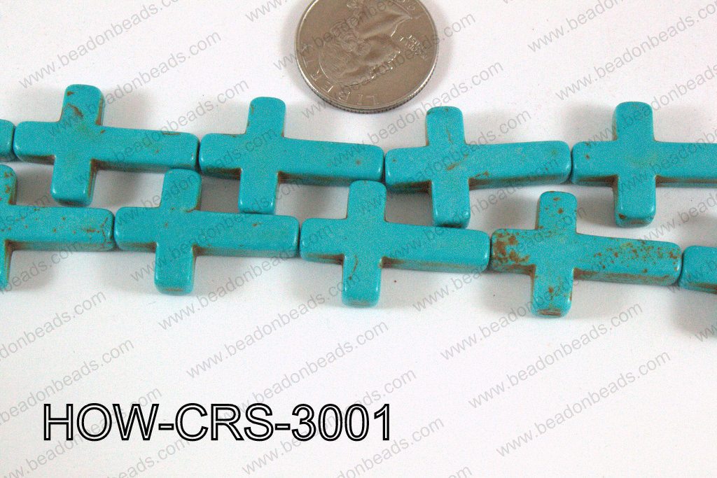 Howlite Cross Turquoise 30x20mm HOW-CRS-3001