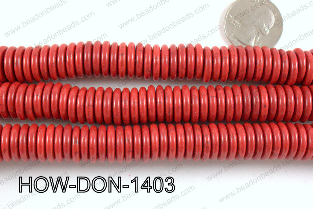 howlite donut shaped red 14mm HOW-DON-1403