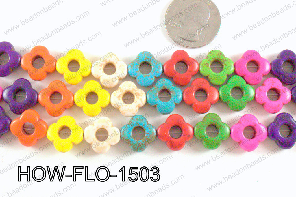 howlite flower multicolor 15mm HOW-FLO-1503