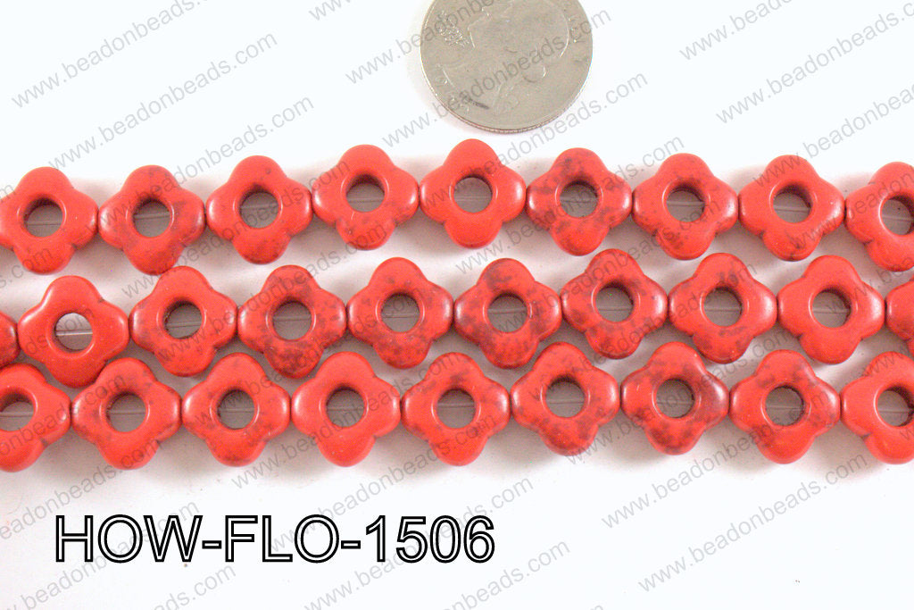 howlite flower red 15mm HOW-FLO-1506