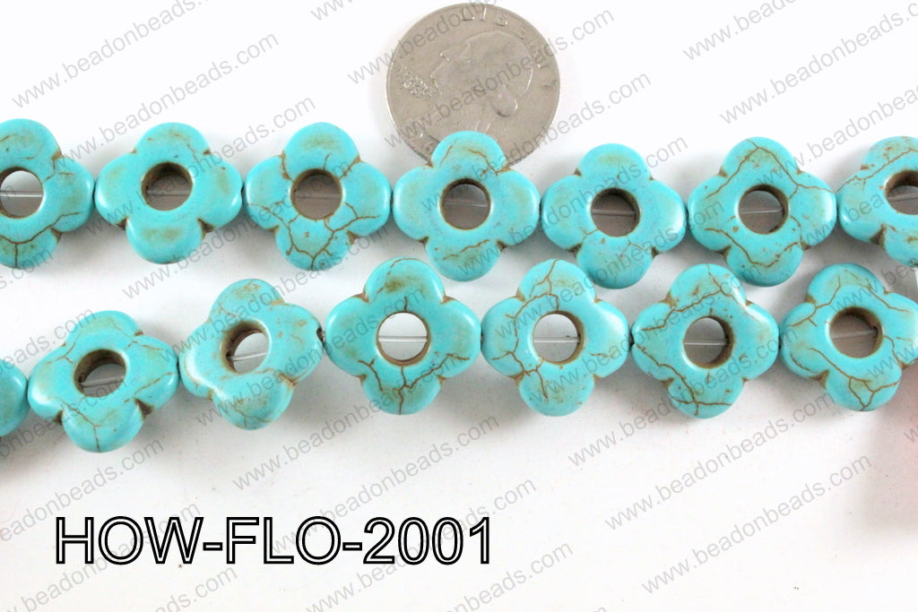 howlite flower turquoise 20mm HOW-FLO-2001