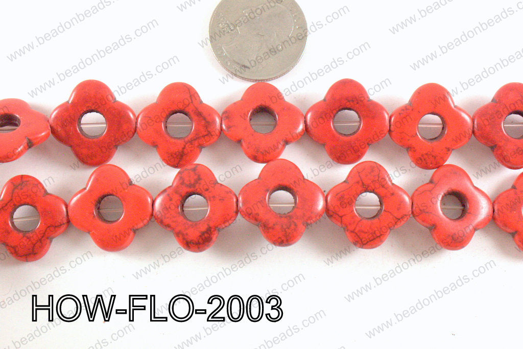 howlite flower red 20mm HOW-FLO-2003