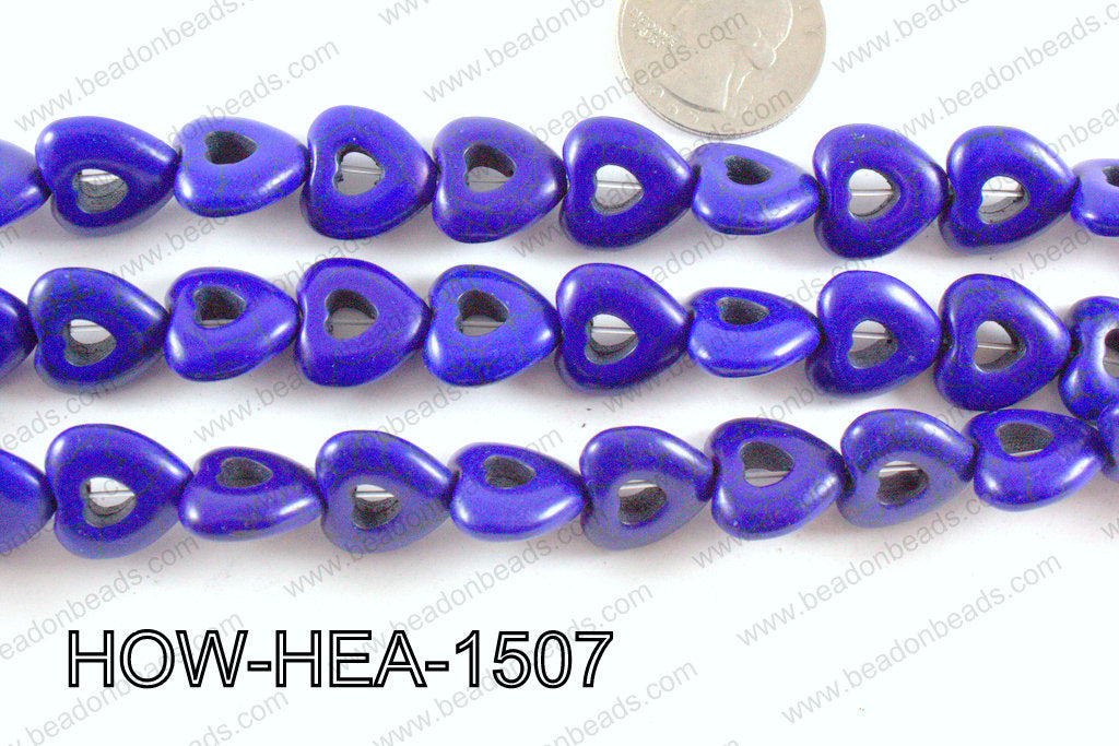 Howlite Heart with hole Dark Blue 15m HOW-HEA-1507