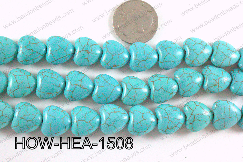 Howlite Heart Turquoise 15x15mm HOW-HEA-1508