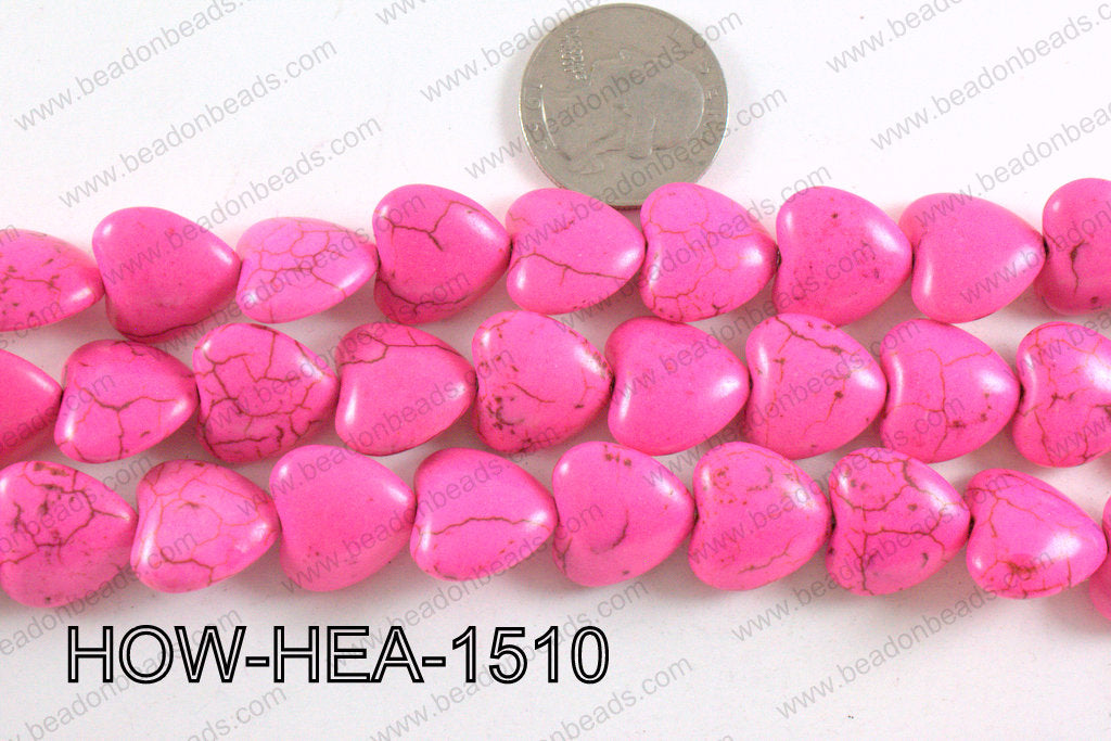 Howlite Heart Hot Pink 16mm HOW-HEA-1510