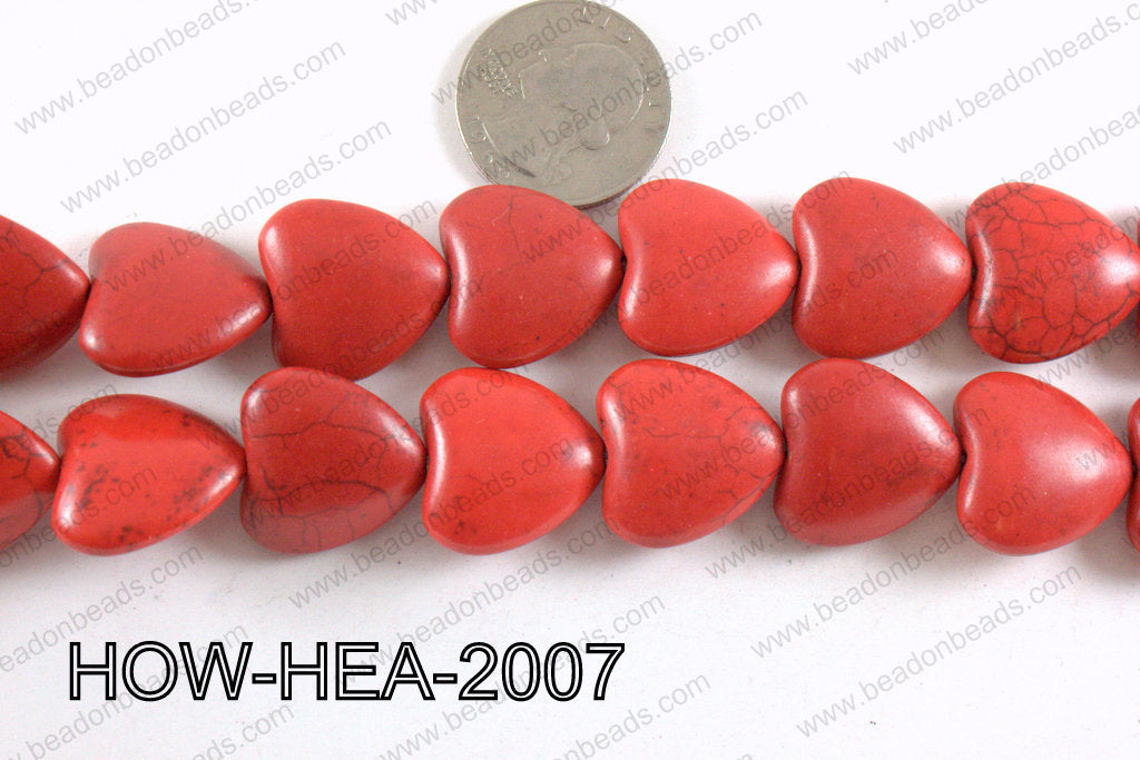 Howlite Heart Red 20x20mm HOW-HEA-2007
