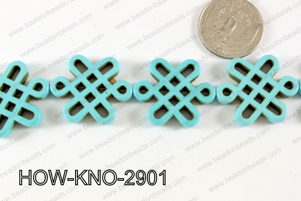 Howlite Chinese knot 24x29mm Turquoise HOW-KNO-2901