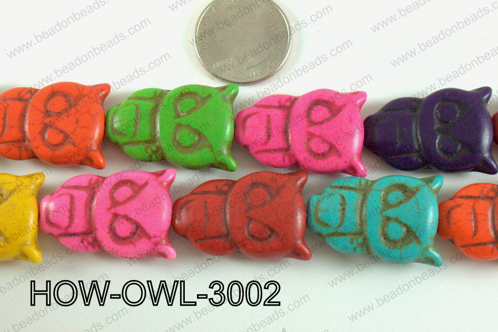 Howlite Owl Multicolor 30x20mm HOW-OWL-3002
