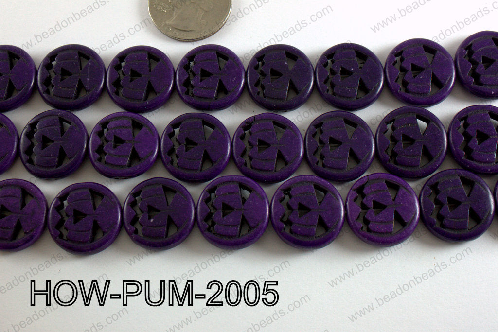 Howlite Pumpkin Round, Purple 20mm HOW-PUM-2005