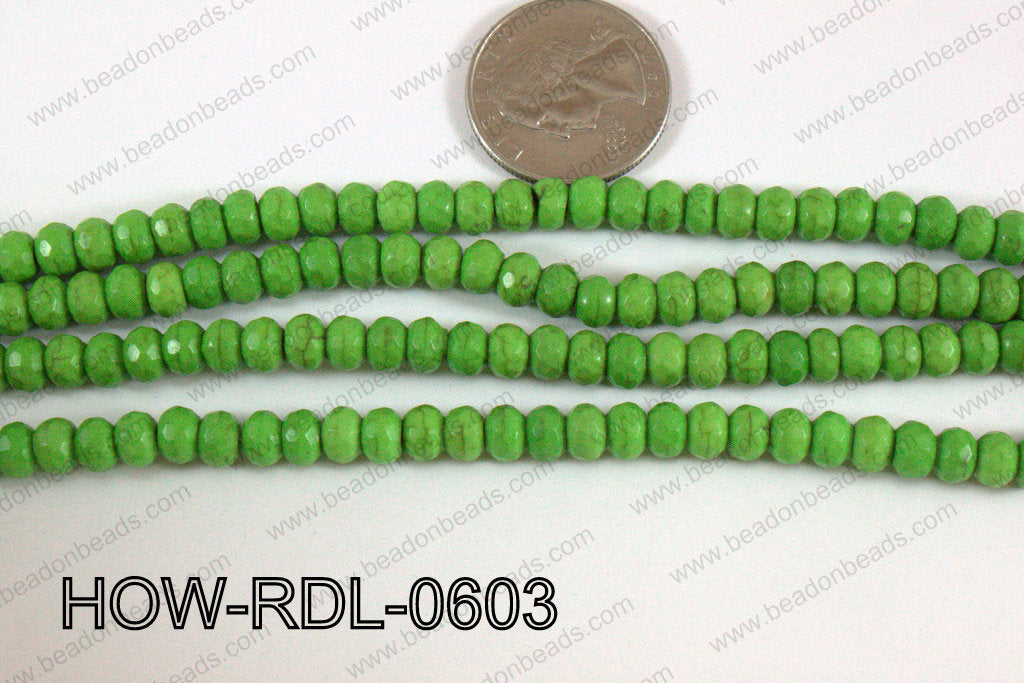 Howlite Rondelle Faceted Green 06mm HOW-RDL-0603