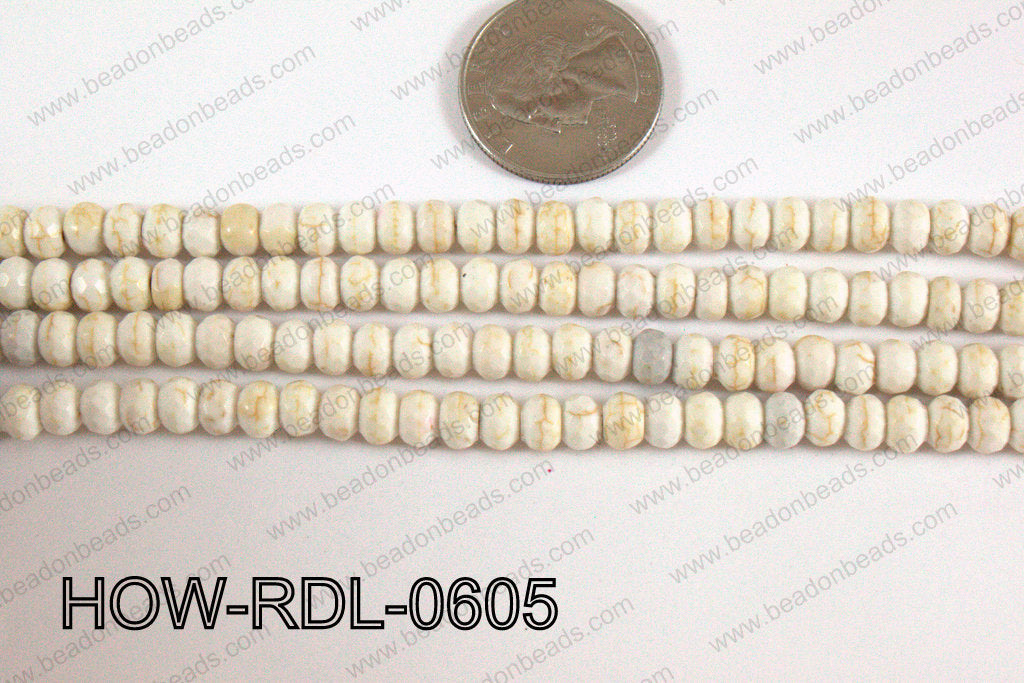 Howlite Rondelle Faceted White 06mm HOW-RDL-0605