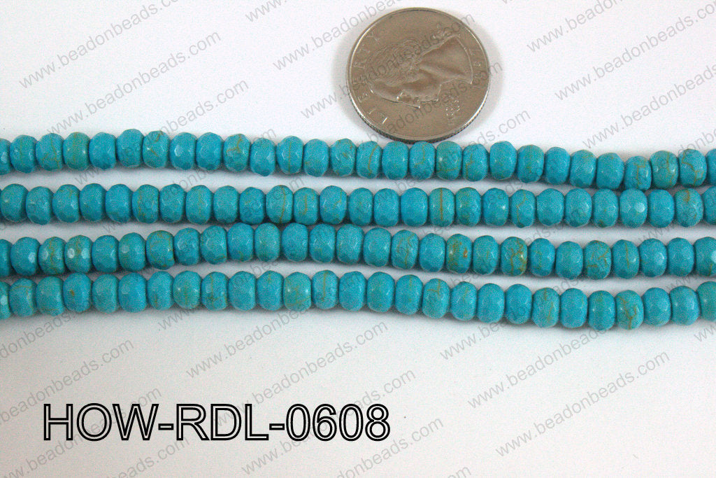 Howlite Rondelle Faceted Turquoise 06mm HOW-RDL-0608