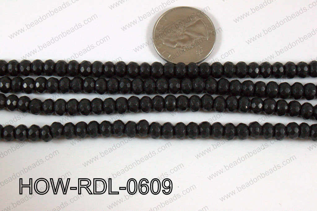 Howlite Rondelle Faceted Black 06mm HOW-RDL-0609