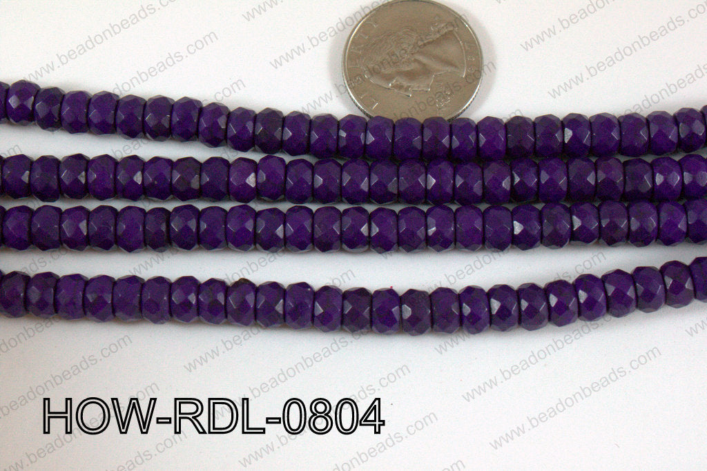 Howlite Rondelle Faceted Purple 08mm HOW-RDL-0804
