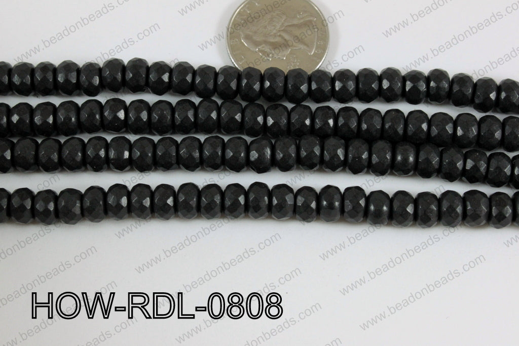 Howlite Rondelle Faceted Black 08mm HOW-RDL-0808