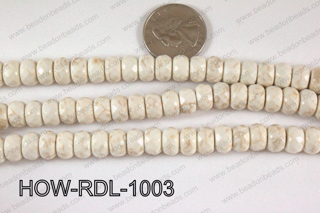 Howlite Rondelle Faceted White 10mm HOW-RDL-1003