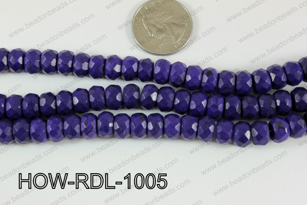 Howlite Rondelle Faceted Purple 10mm HOW-RDL-1005