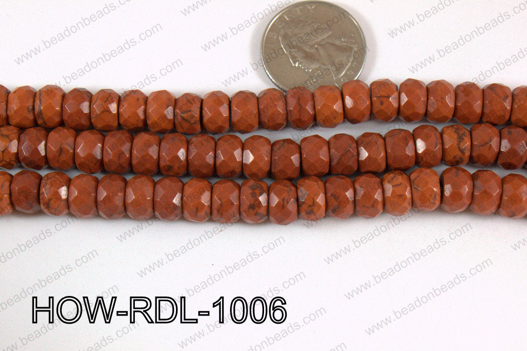 Howlite Rondelle Faceted Brown 10mm HOW-RDL-1006