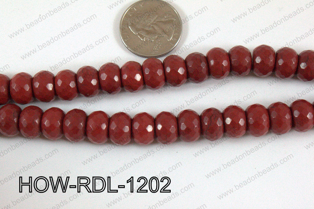 Howlite Rondelle Faceted Red 12mm HOW-RDL-1202