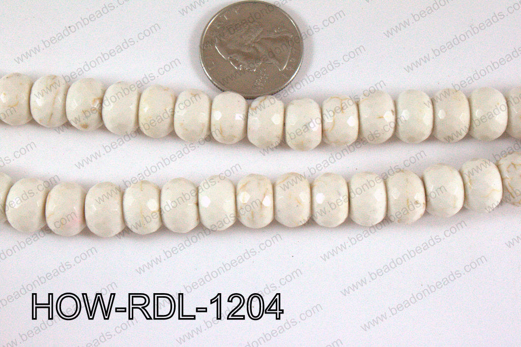 Howlite Rondelle Faceted White 12mm HOW-RDL-1204