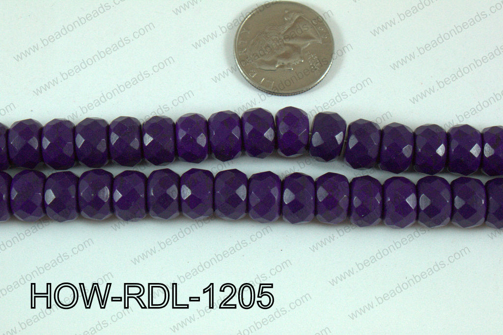 Howlite Rondelle Faceted Purple 12mm HOW-RDL-1205