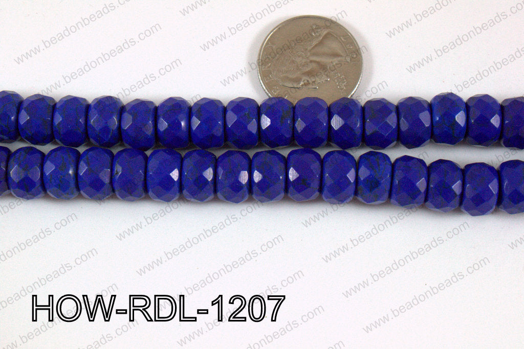 Howlite Rondelle Faceted Dark Blue 12mm HOW-RDL-1207