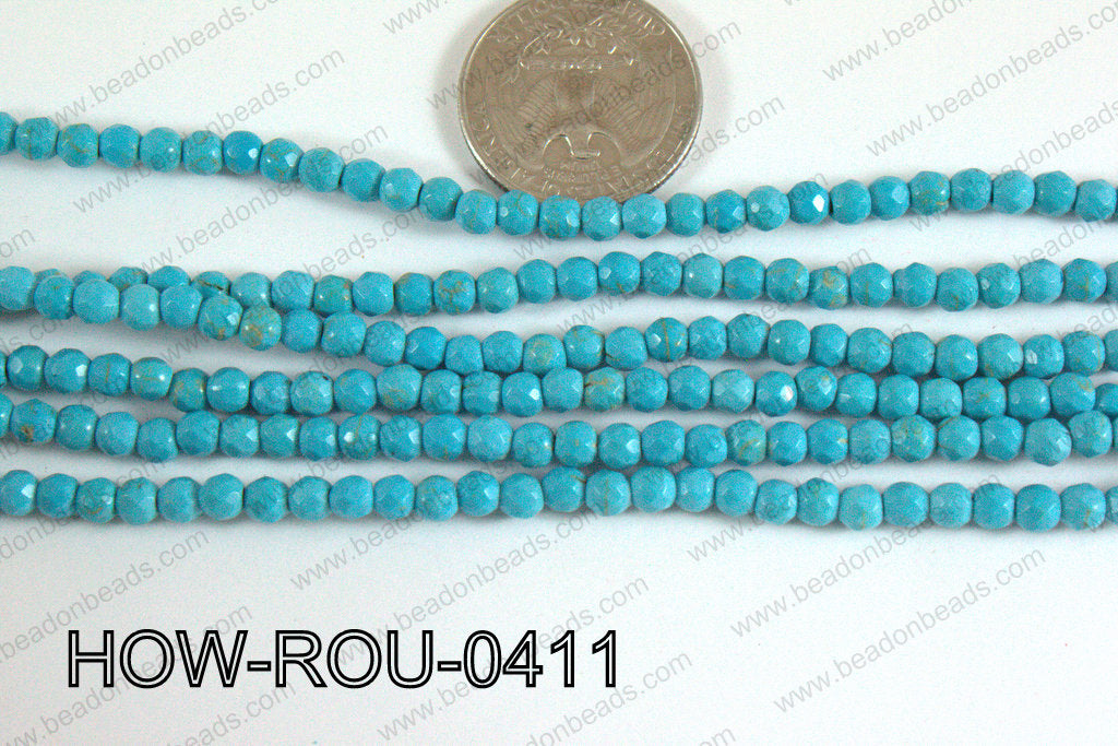 Howlite Round Faceted Turquoise 4mm HOW-ROU-0411
