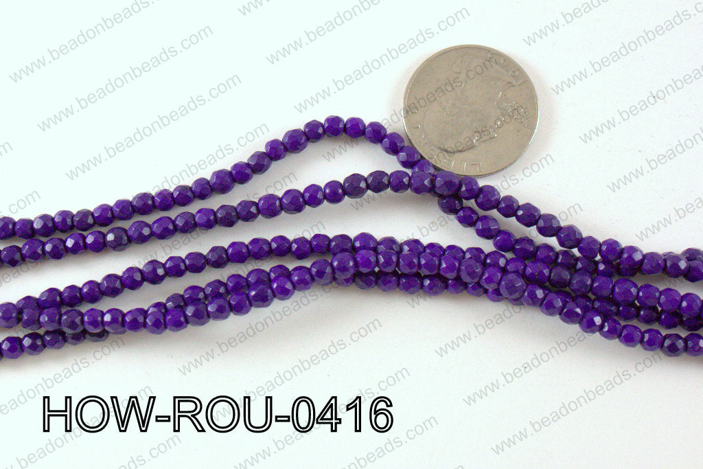 howlite round facted 48cut purple 4mm HOW-ROU-0416