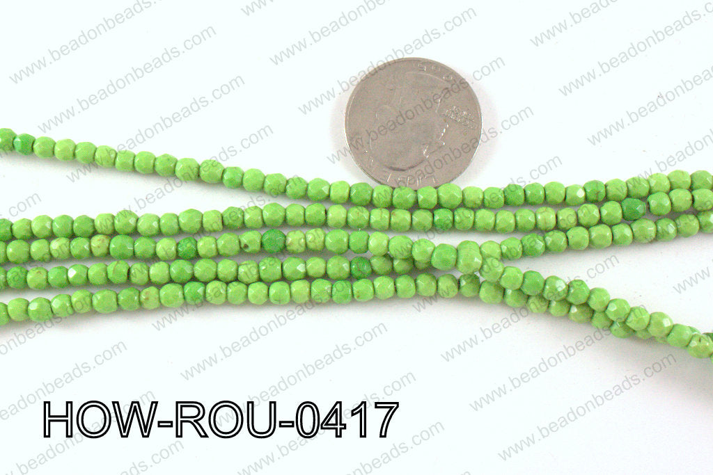 howlite round facted 48cut green 4mm HOW-ROU-0417