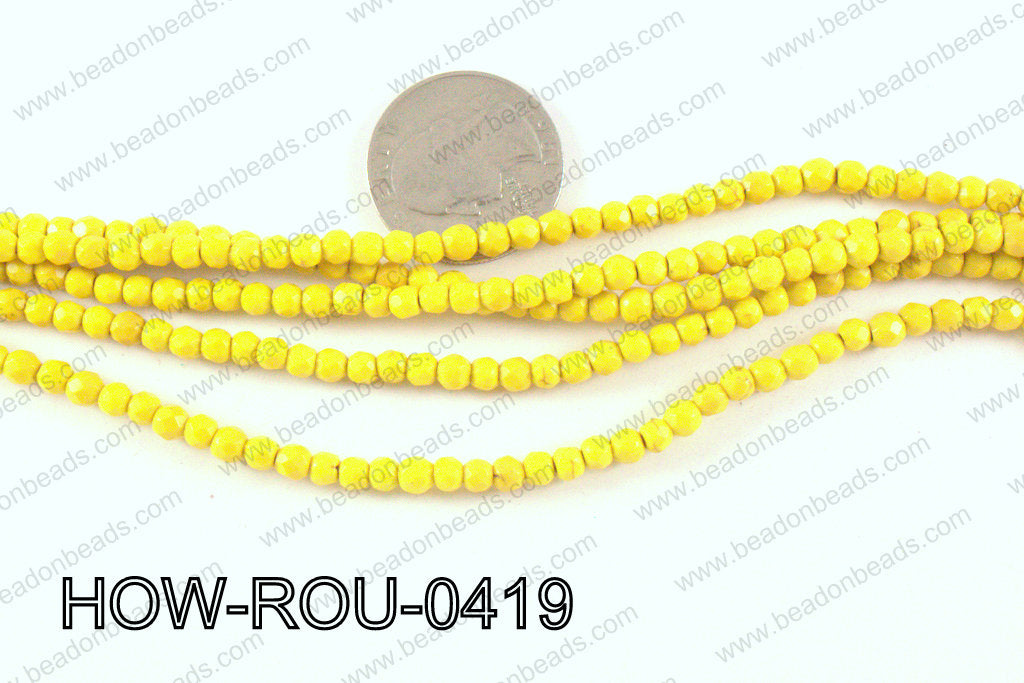 howlite round facted 48cut yellow 4mm HOW-ROU-0419