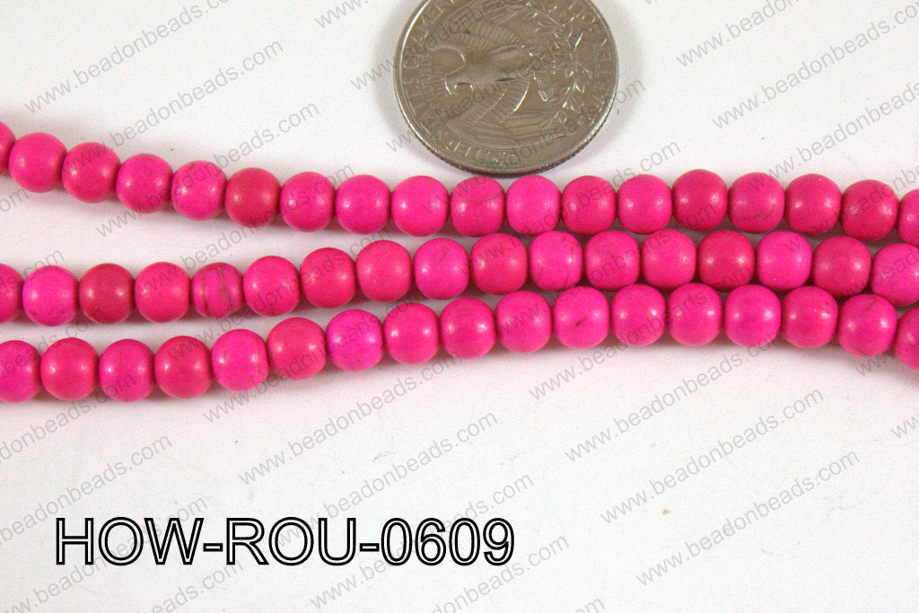 Howlite Round Hot Pink 6mm HOW-ROU-0609