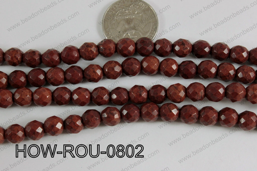 Howlite Round Faceted 32 cut Brown 8mm HOW-ROU-0802