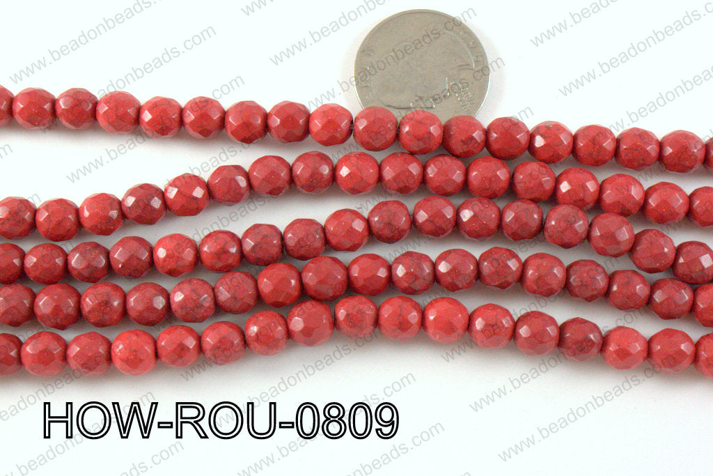 howlite round facted 48 cut red 8mm HOW-ROU-0809
