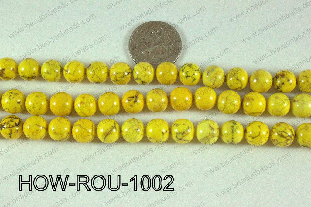 Howlite Round Yellow 10mm HOW-ROU-1002