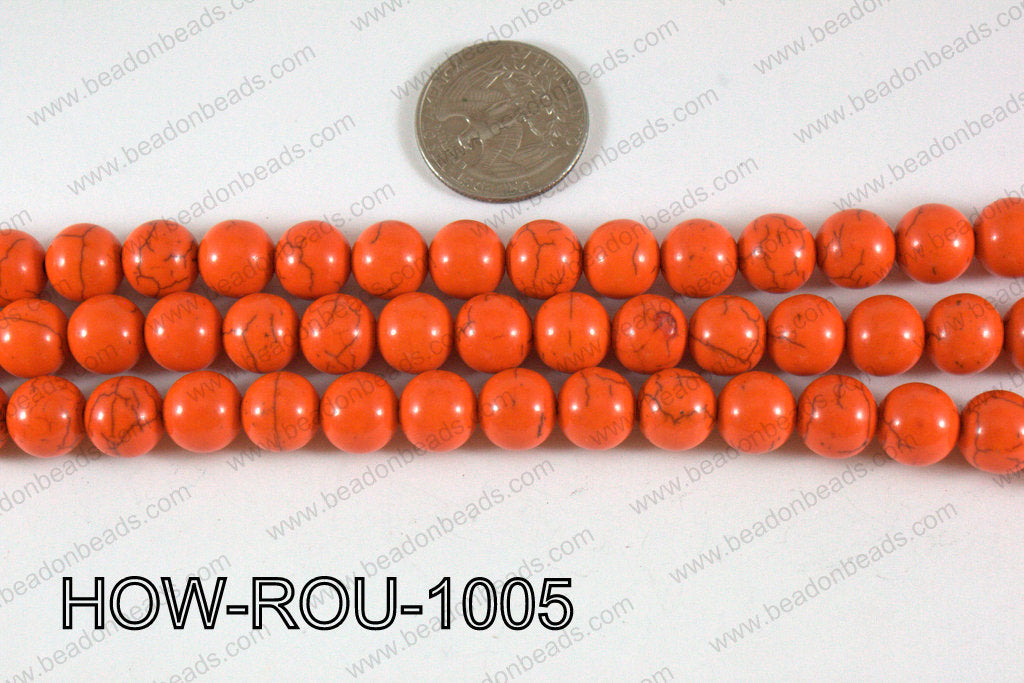 Howlite Round Orange 10mm HOW-ROU-1005