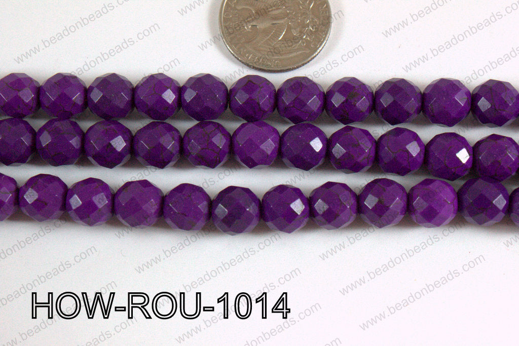 Howlite Round Faceted 32 cut Purple 10mm HOW-ROU-1014