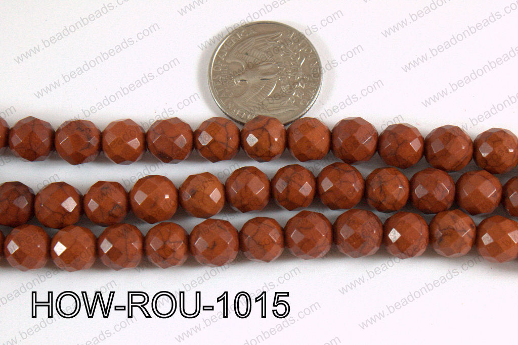 Howlite Round Faceted 32 cut Brown 10mm HOW-ROU-1015