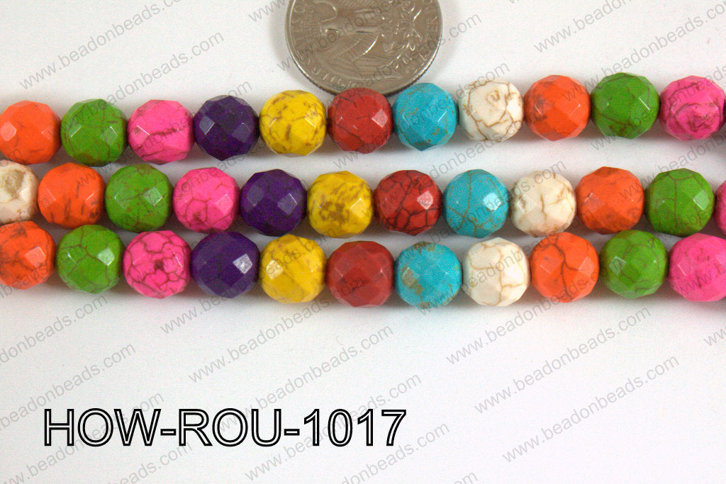 Howlite Round Faceted 32 cut Multicolor 10mm HOW-ROU-1017