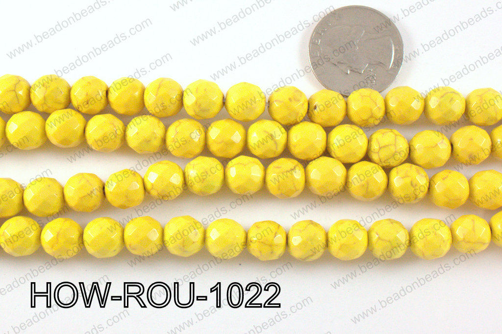 howlite round facted 32 cut yellow 10mm HOW-ROU-1022
