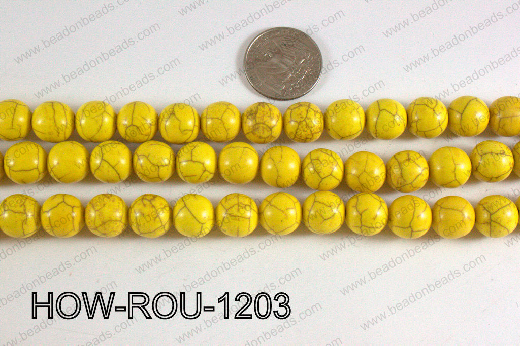 Howlite Round Yellow 12mm HOW-ROU-1203