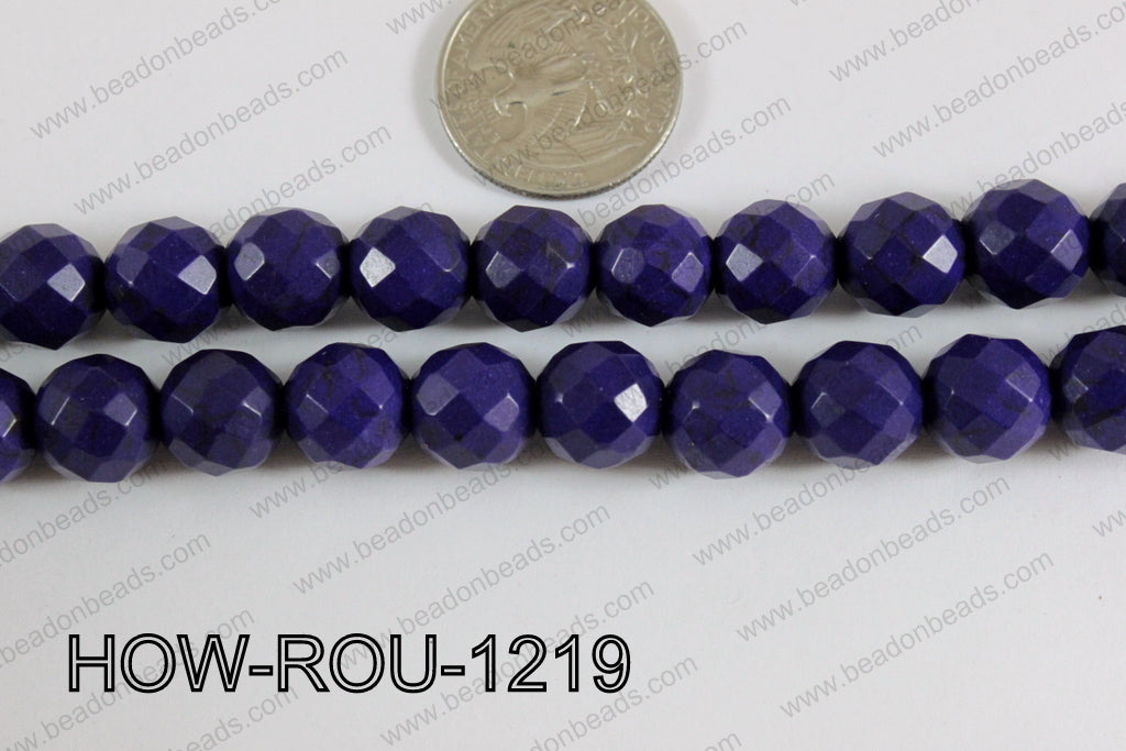 Howlite Round Faceted 32 Cut Purple 12mm HOW-ROU-1219