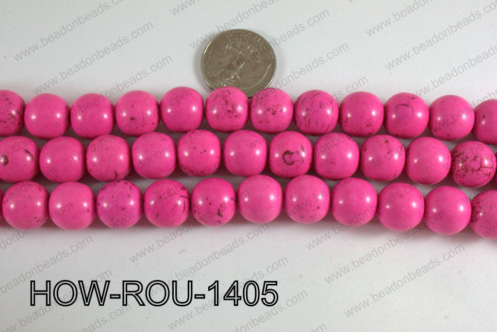 Howlite Round Hot Pink 14mm HOW-ROU-1405